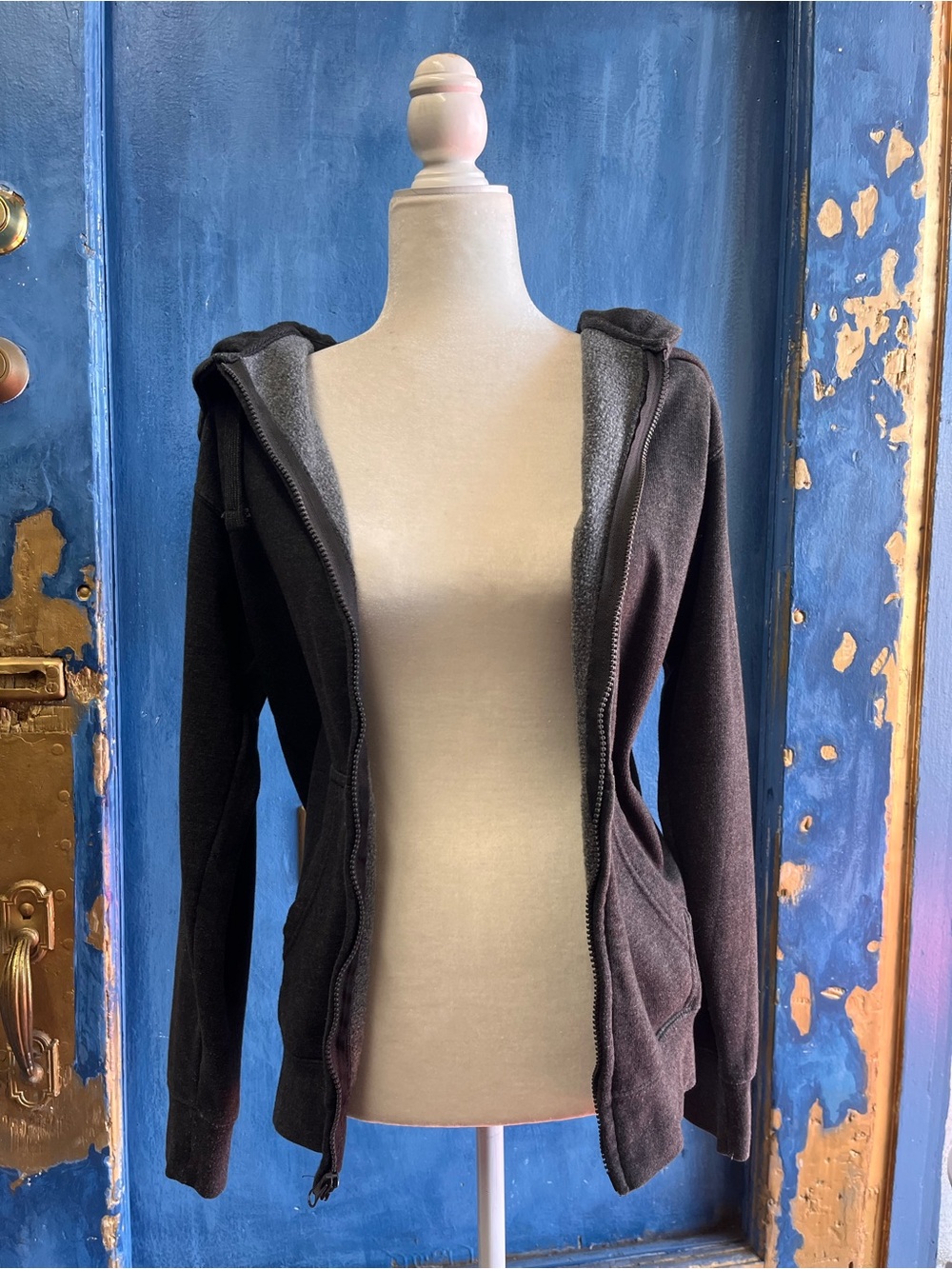 Women's Black Zip-Up Hooded Sweatshirt - Cozy Everyday Layer